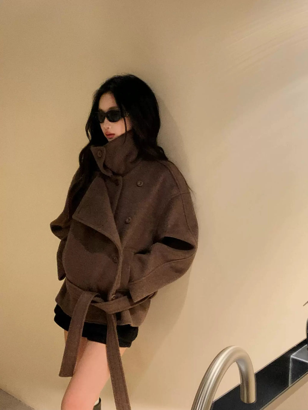 ルーズシルエットベルトコート