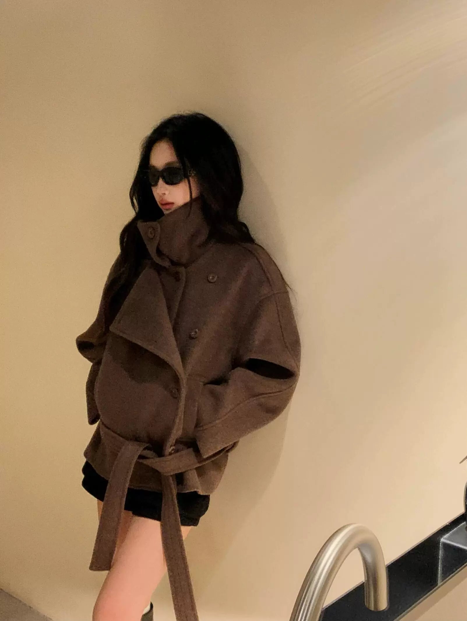 ルーズシルエットベルトコート