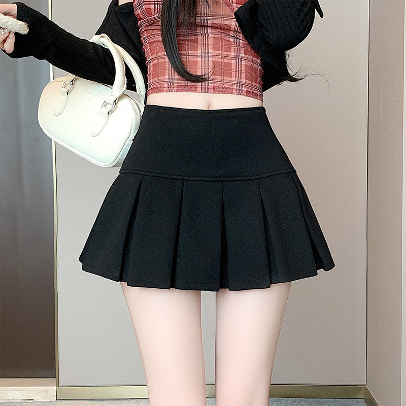 ハイウエスト プリーツミニスカート