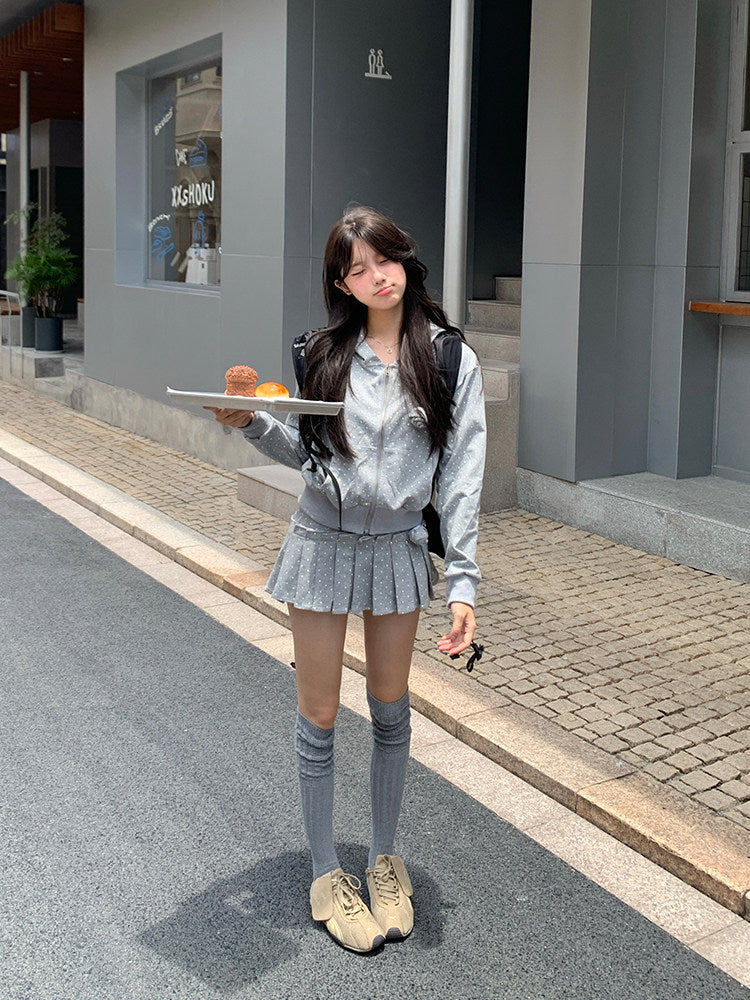 ドットプリーツミニスカート