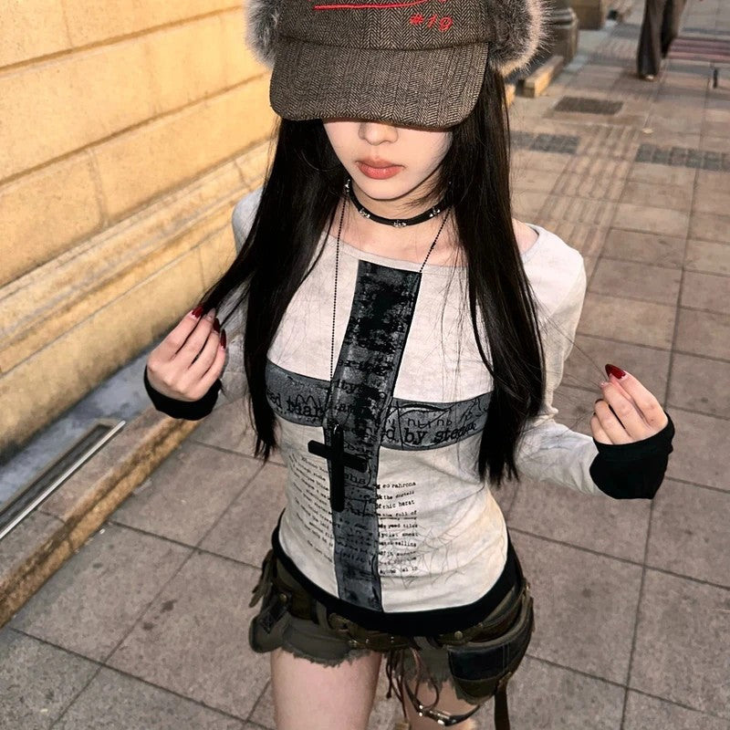 ダーククロスロングTシャツ