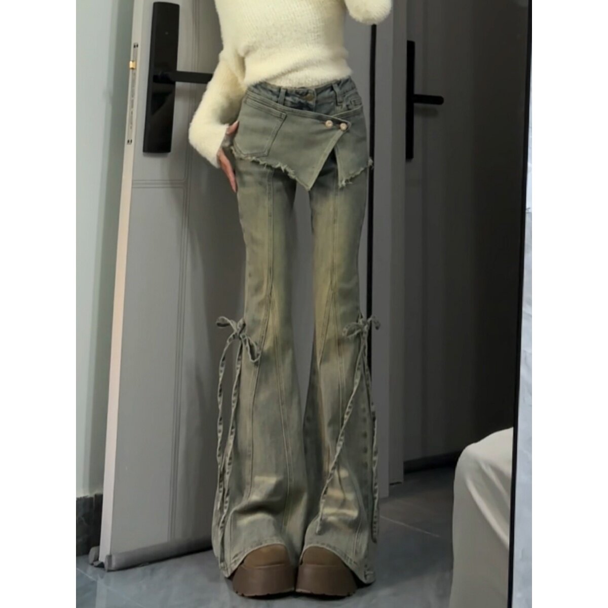 スカートレイヤー フレアデニム（取り外し可）