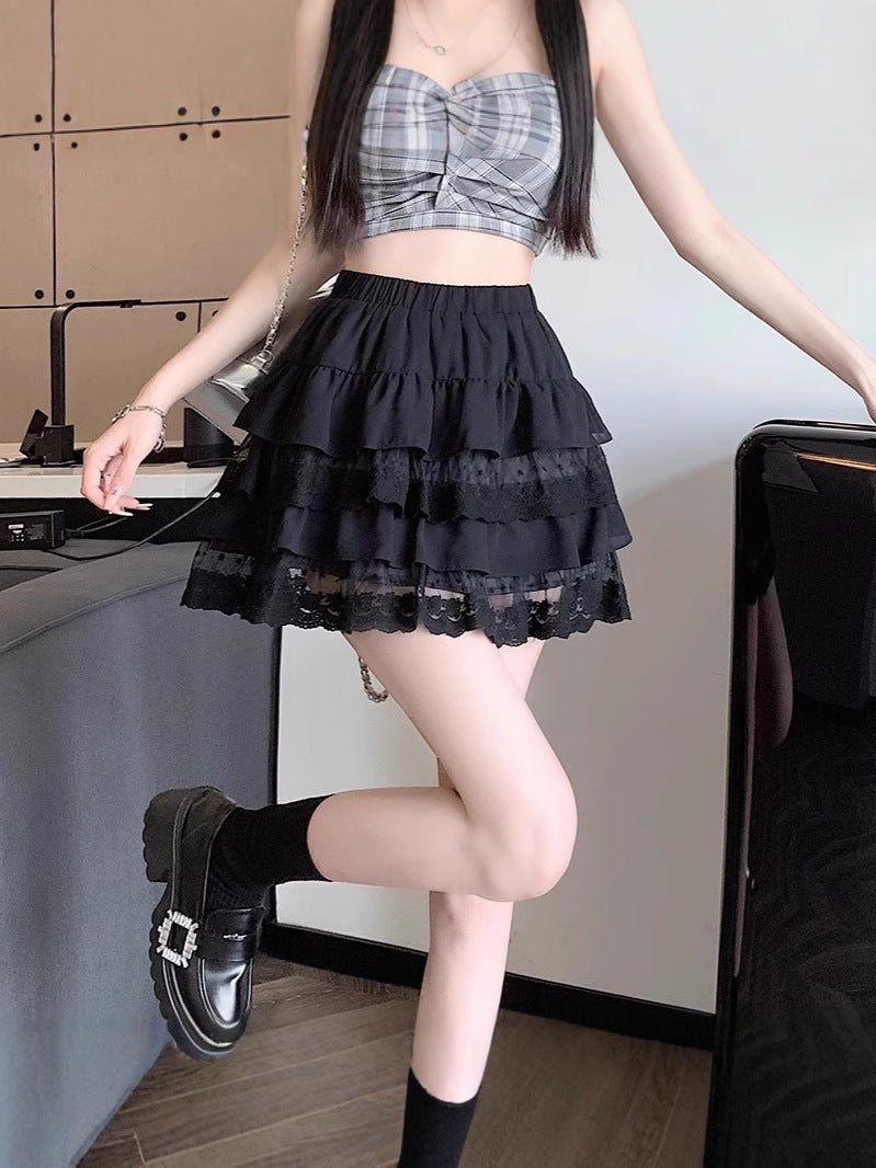 レースティアードフリルミニスカート