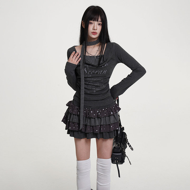 グランジムードネックストラップトップス