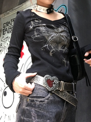 アシッドグラフィッククロップドロングTシャツ
