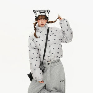 スタープリントスタンドカラーダウンジャケット