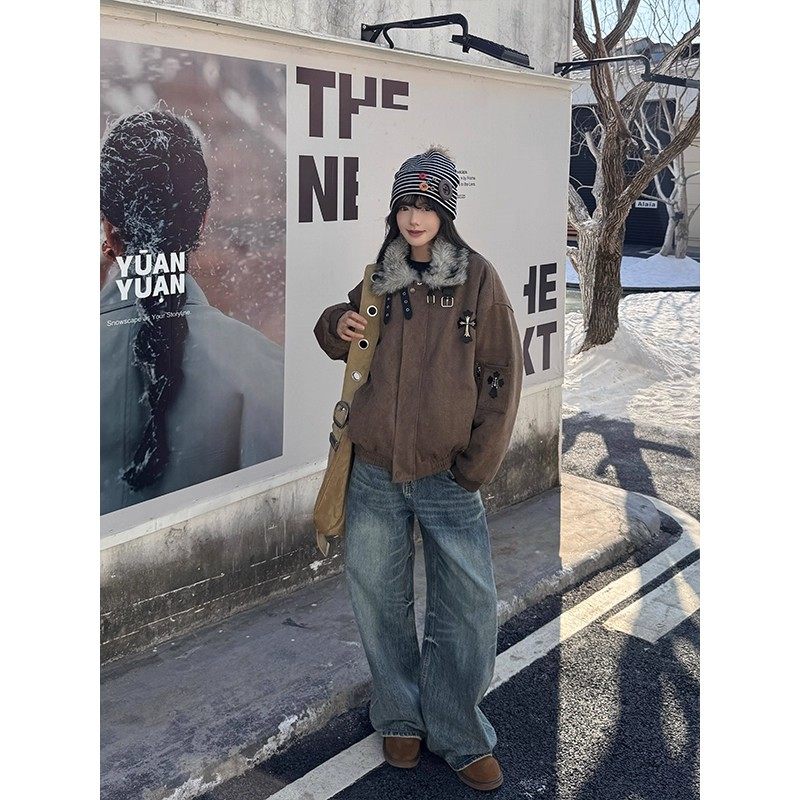 韓国ストリート クロスディテールボリュームアウター