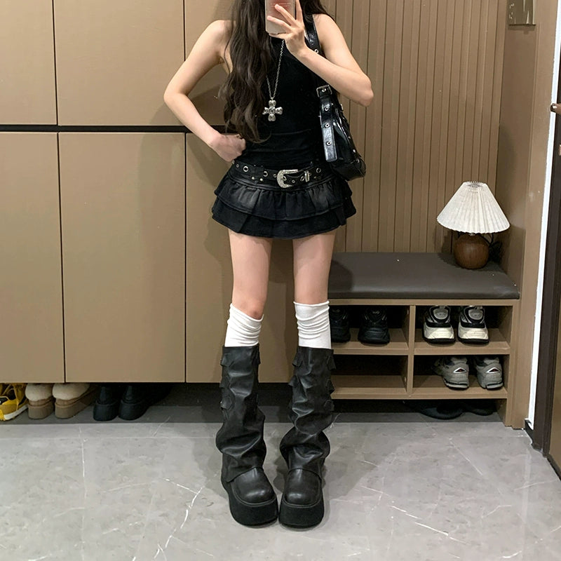 スタッズウォッシュドデニムスカート