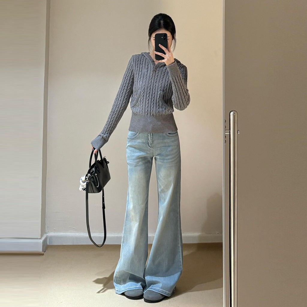 ケーブルニットパーカー