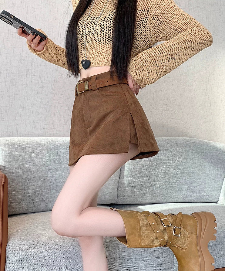 スエードベルト ミニスカート