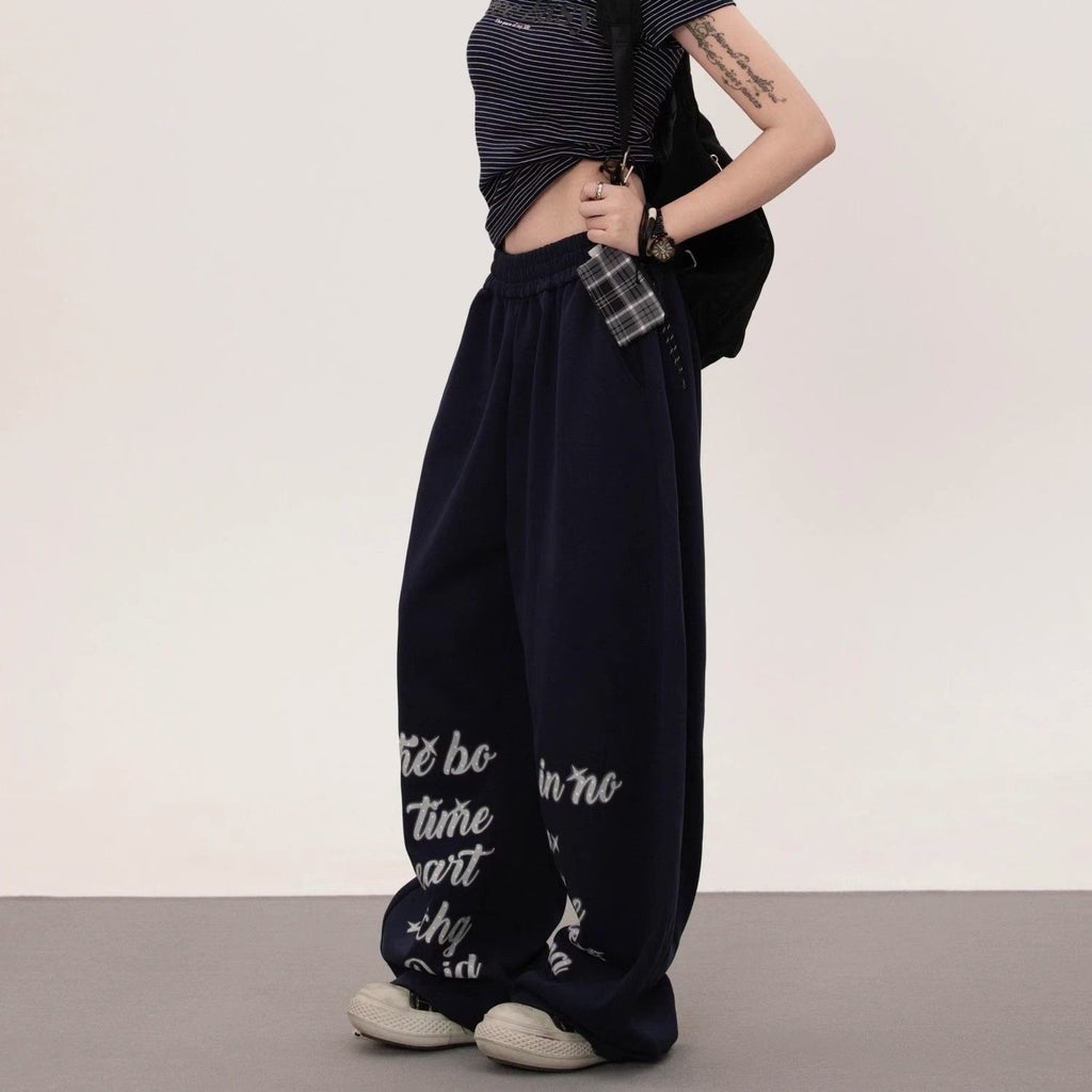 レタリングプリント ルーズワイドスウェットパンツ
