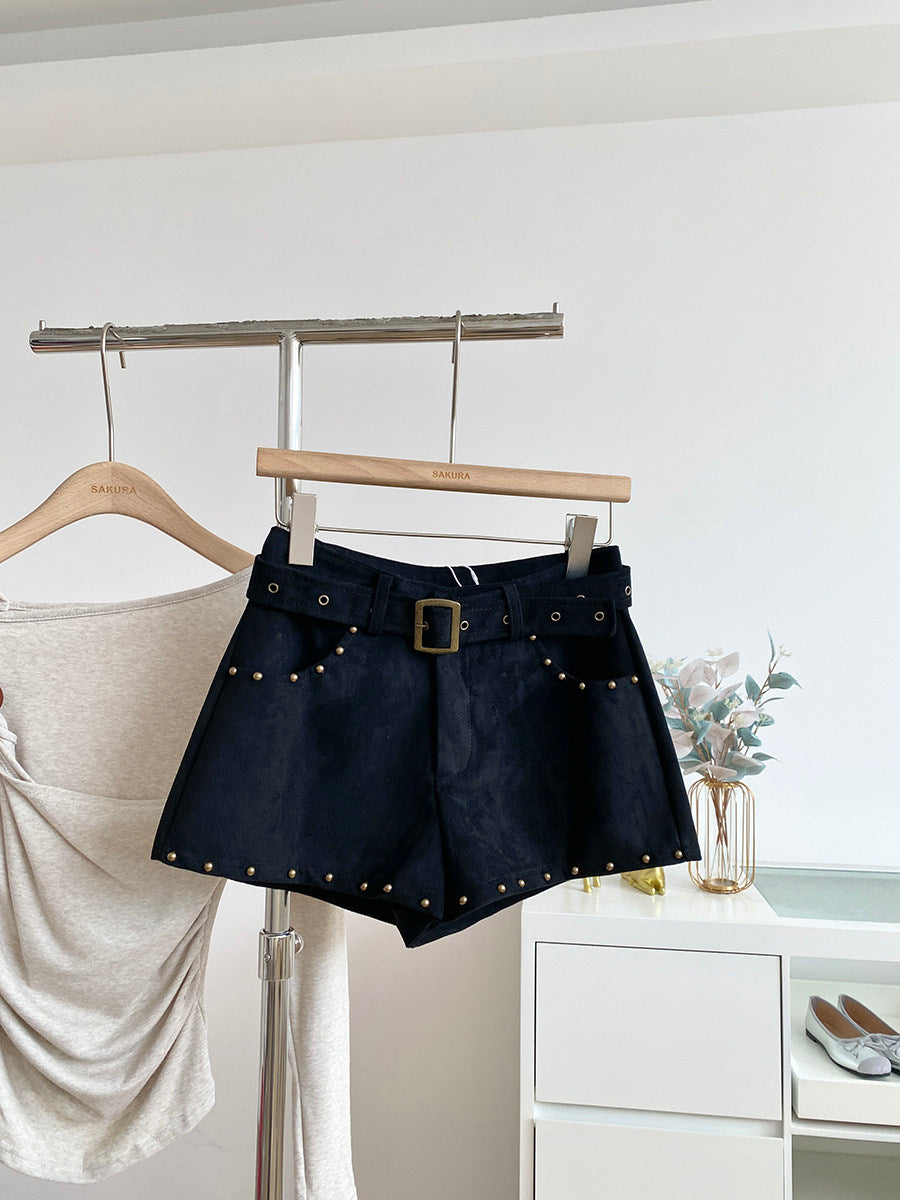 ヴィンテージスタッズレザーショートパンツ