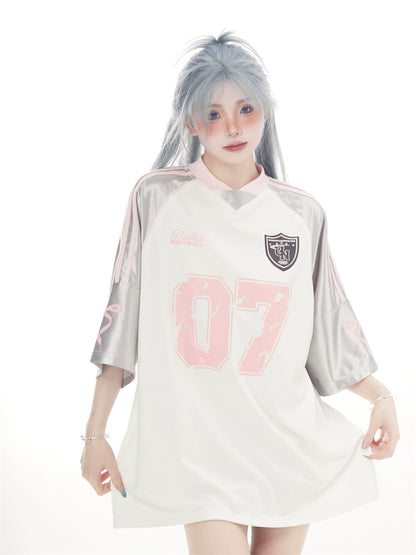 07リボンデザインサッカーTシャツ KOR576