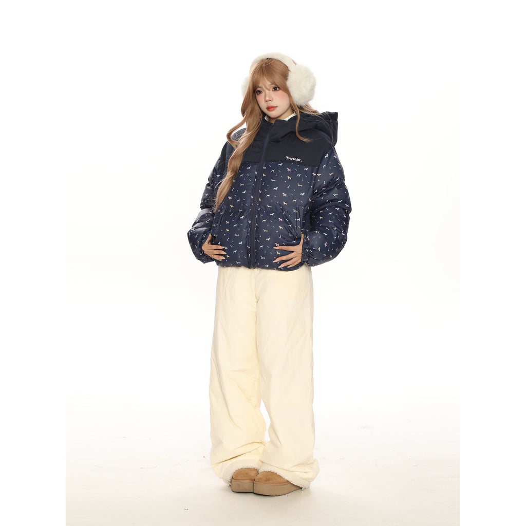 ドッグパターンショートダウンジャケット