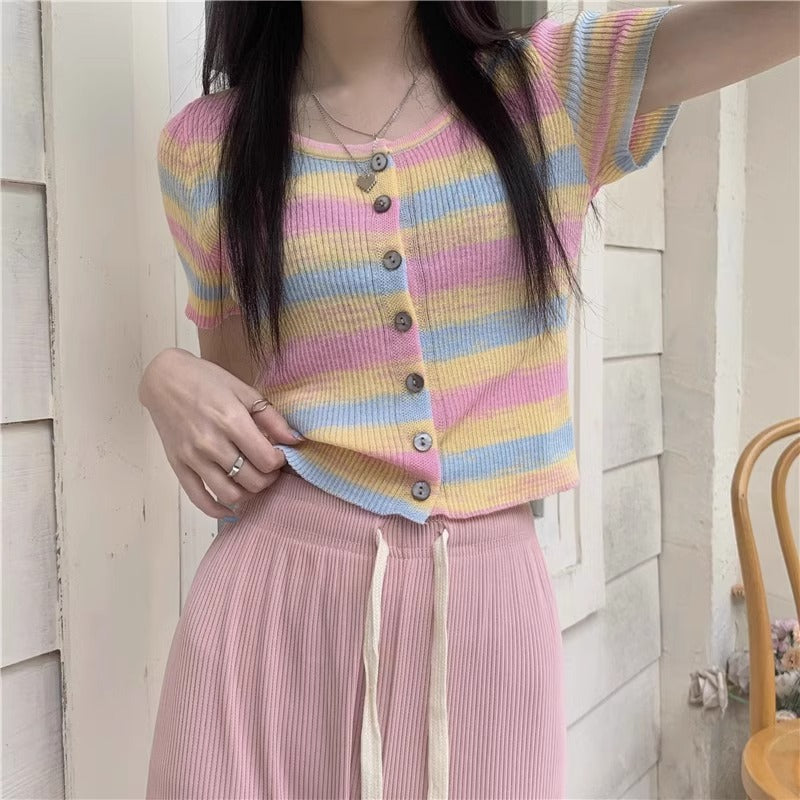 グラデーションボーダーサマーニット