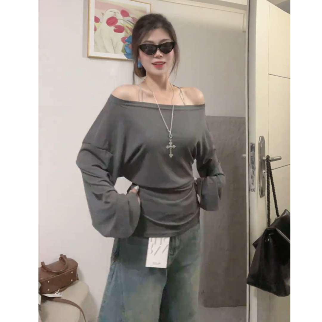 ウエストリボンオフショルロンT