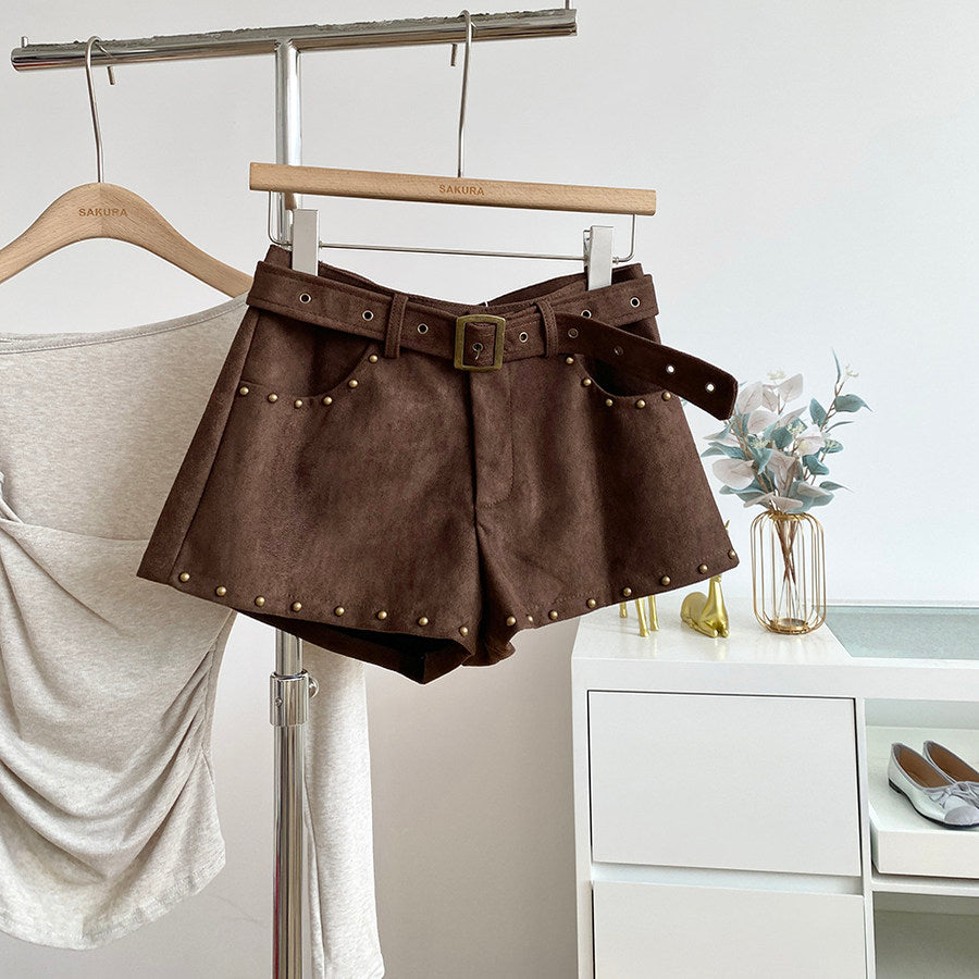 ヴィンテージスタッズレザーショートパンツ