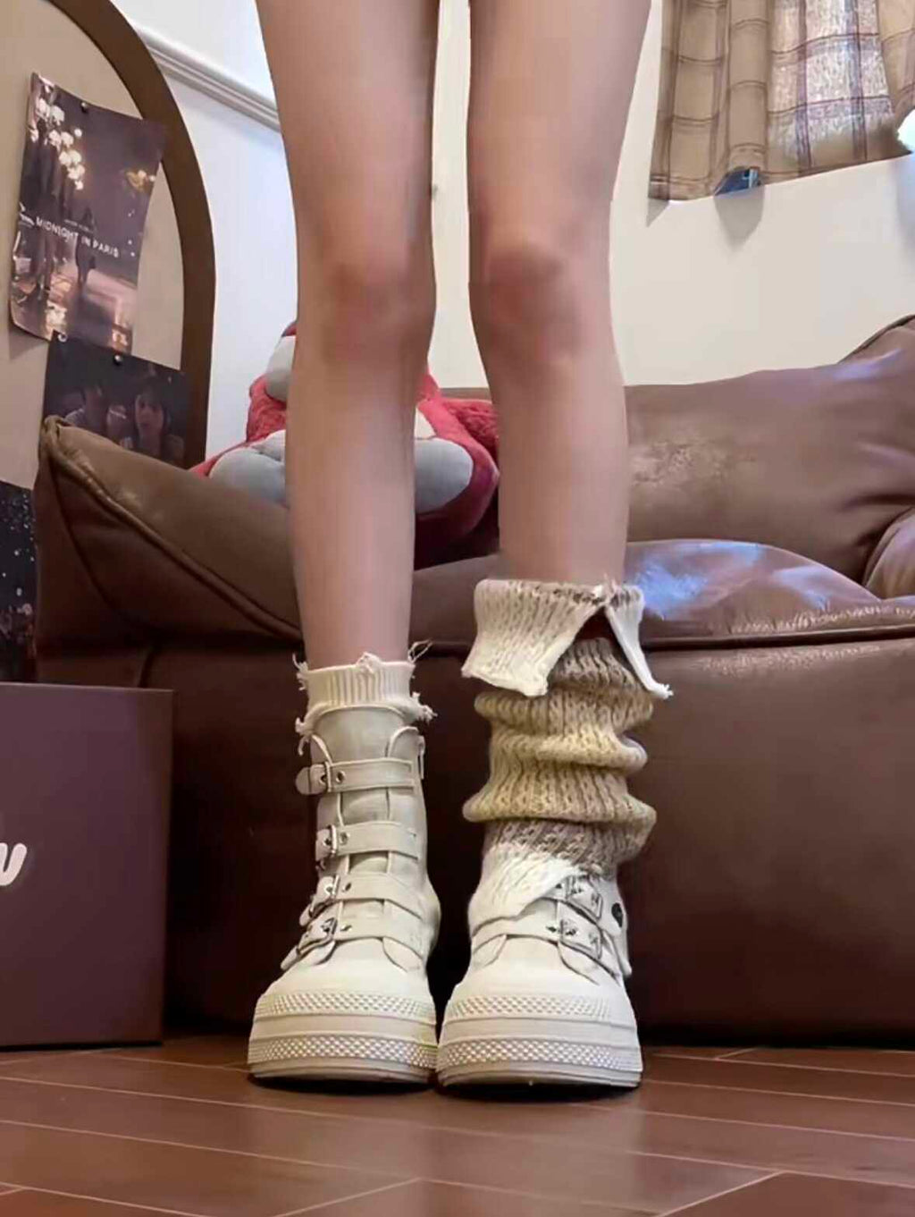 バックルエッジハイソールスニーカーブーツ