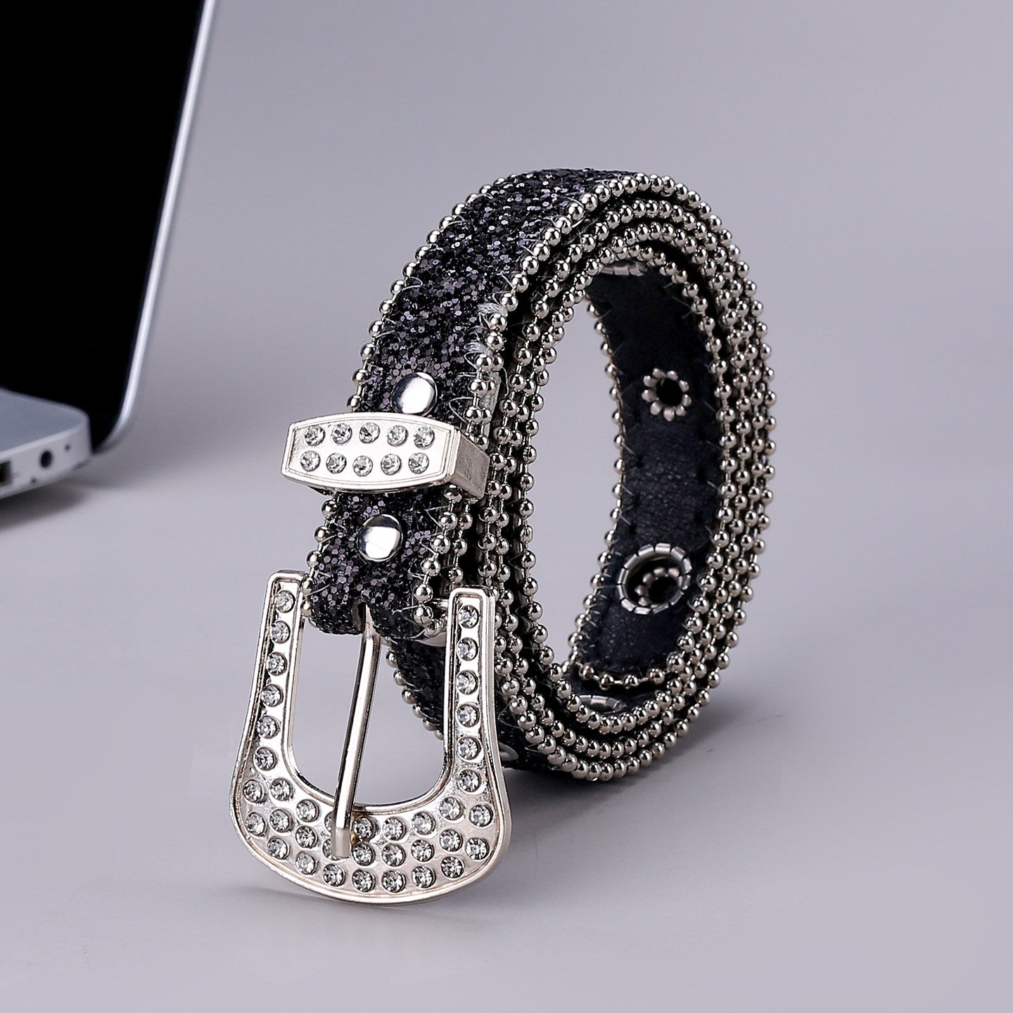 ラインストーングリッターベルト