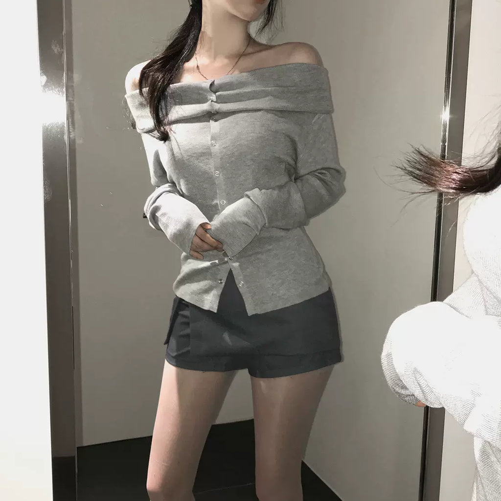 ムードオフショルカーデトップス