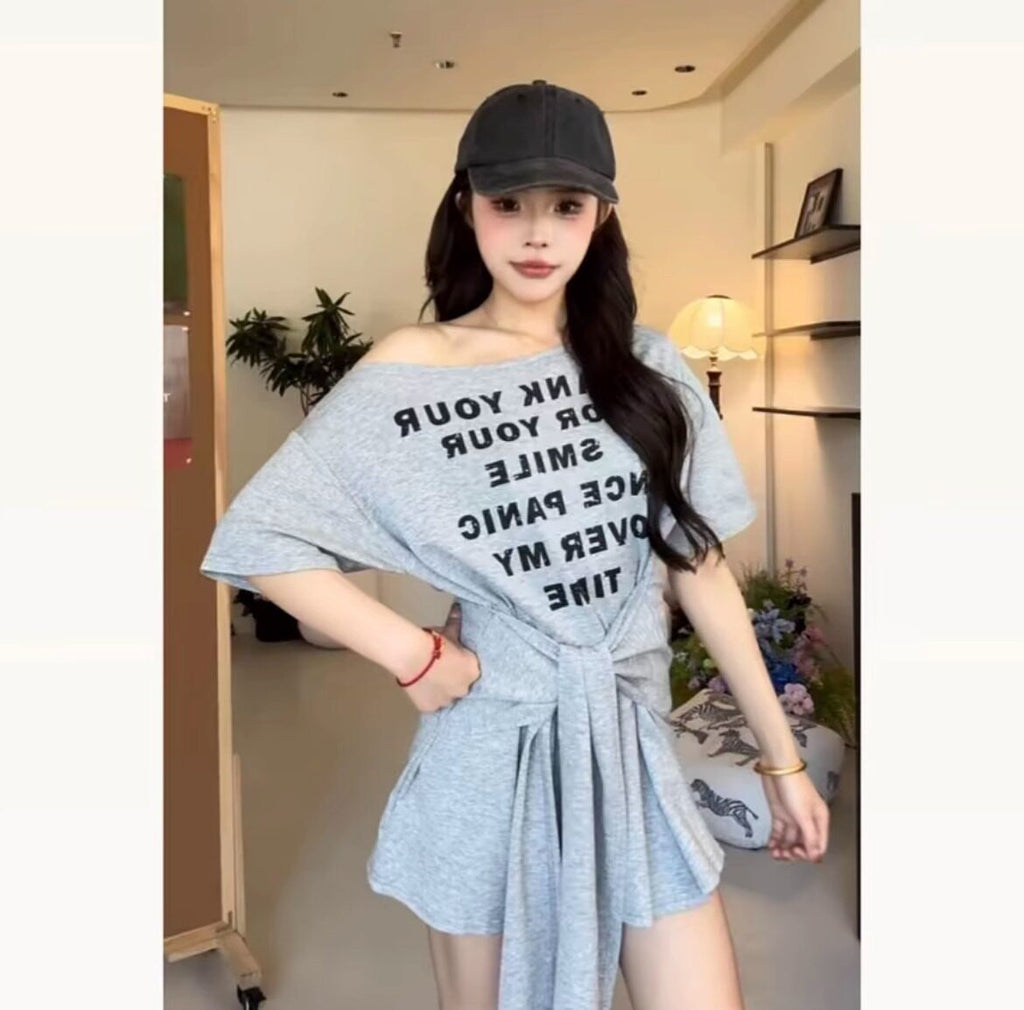 ワンショルリボンTワンピ