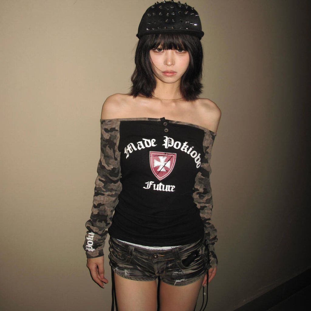 ストリートクロス オフショルカモトップス