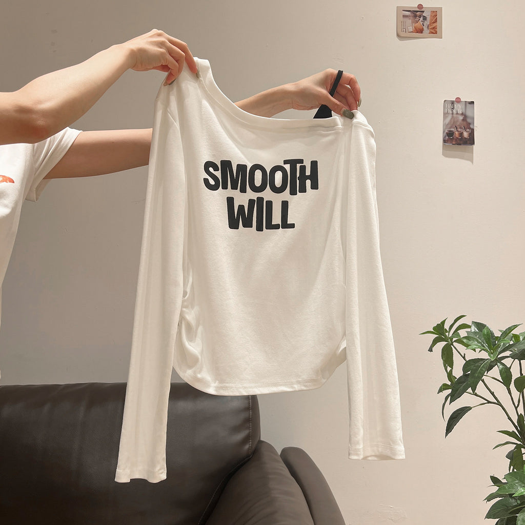 ニュアンスカット ワンショルロゴトップス