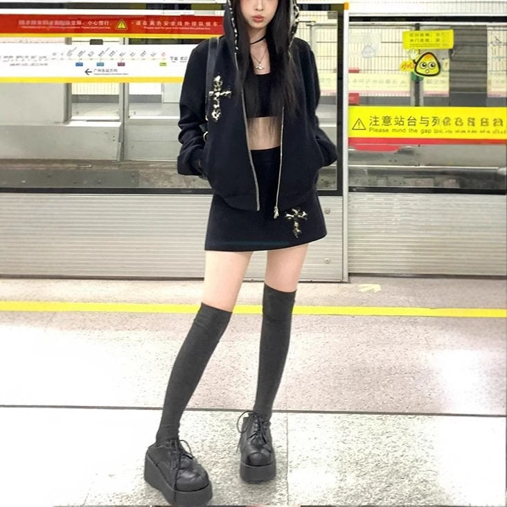 Y2Kムード レオパードフードブルゾン