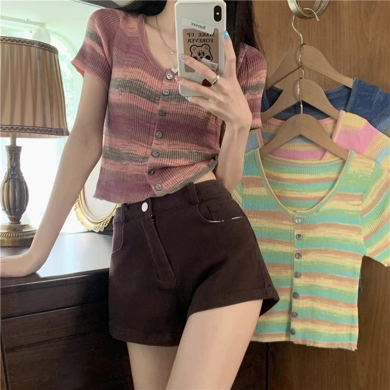 グラデーションボーダーサマーニット