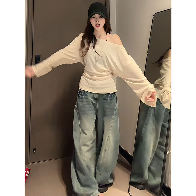 ウエストリボンオフショルロンT