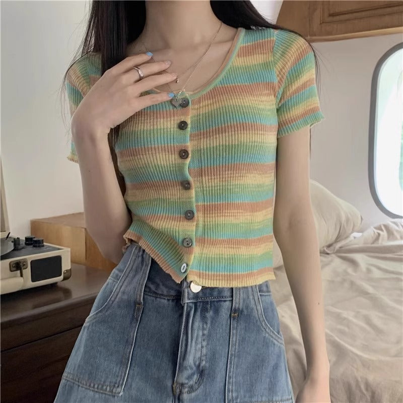 グラデーションボーダーサマーニット