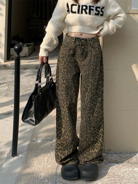 レオパードデニムパンツ