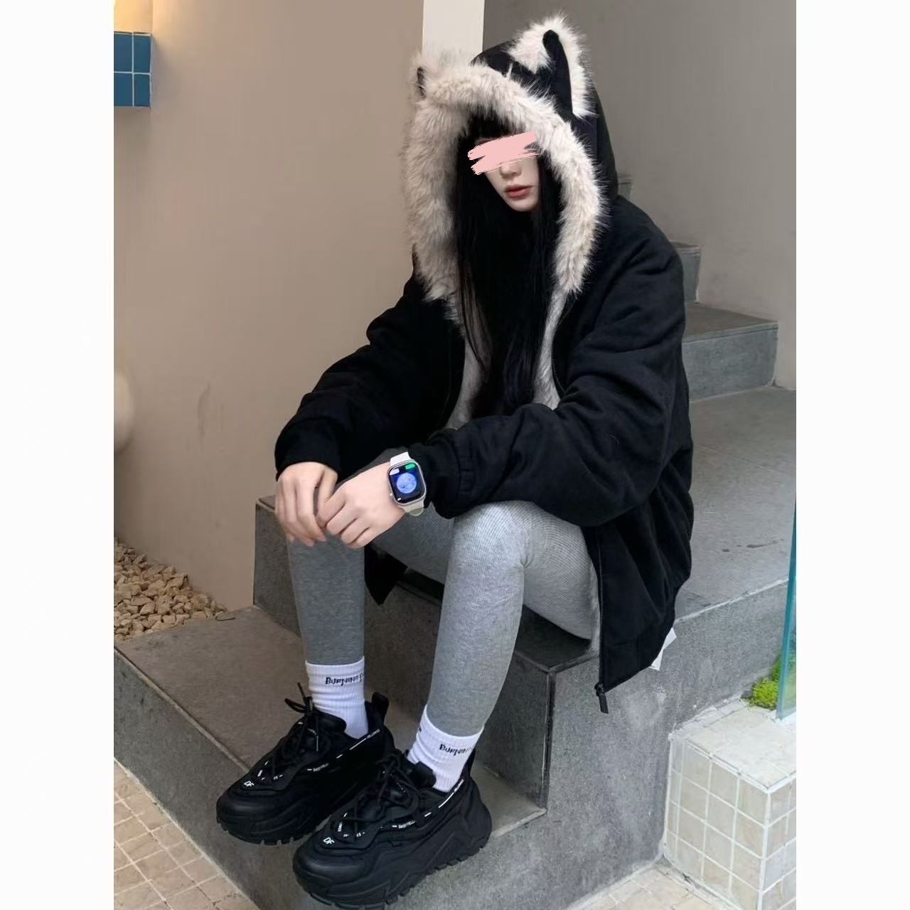 猫耳ファーフードジャケット