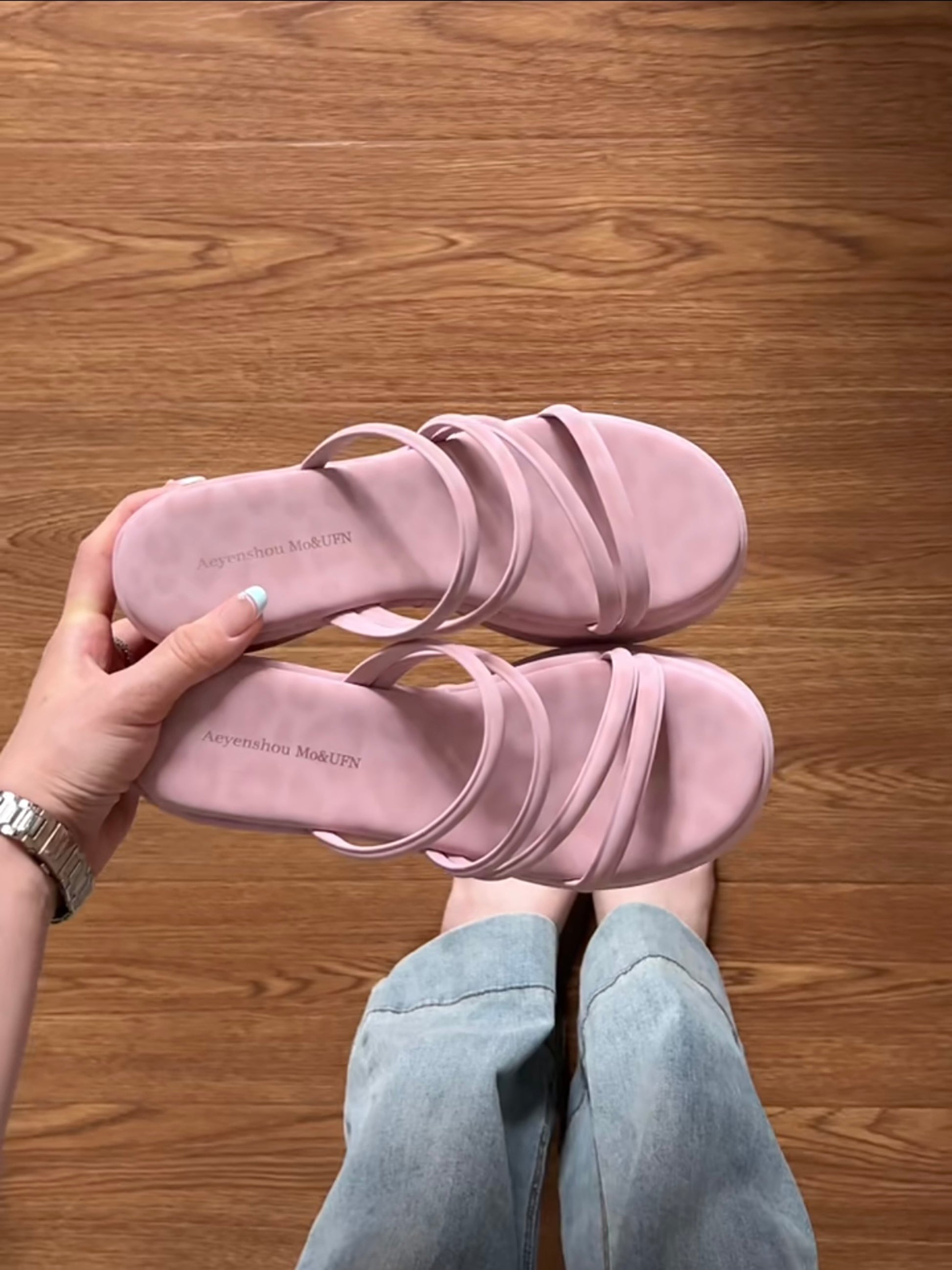 レオパードクロスストラップサンダル