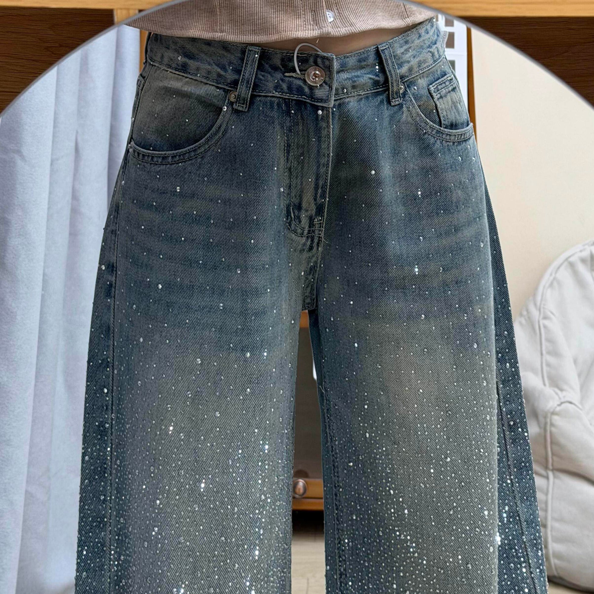 ラインストーンデニム