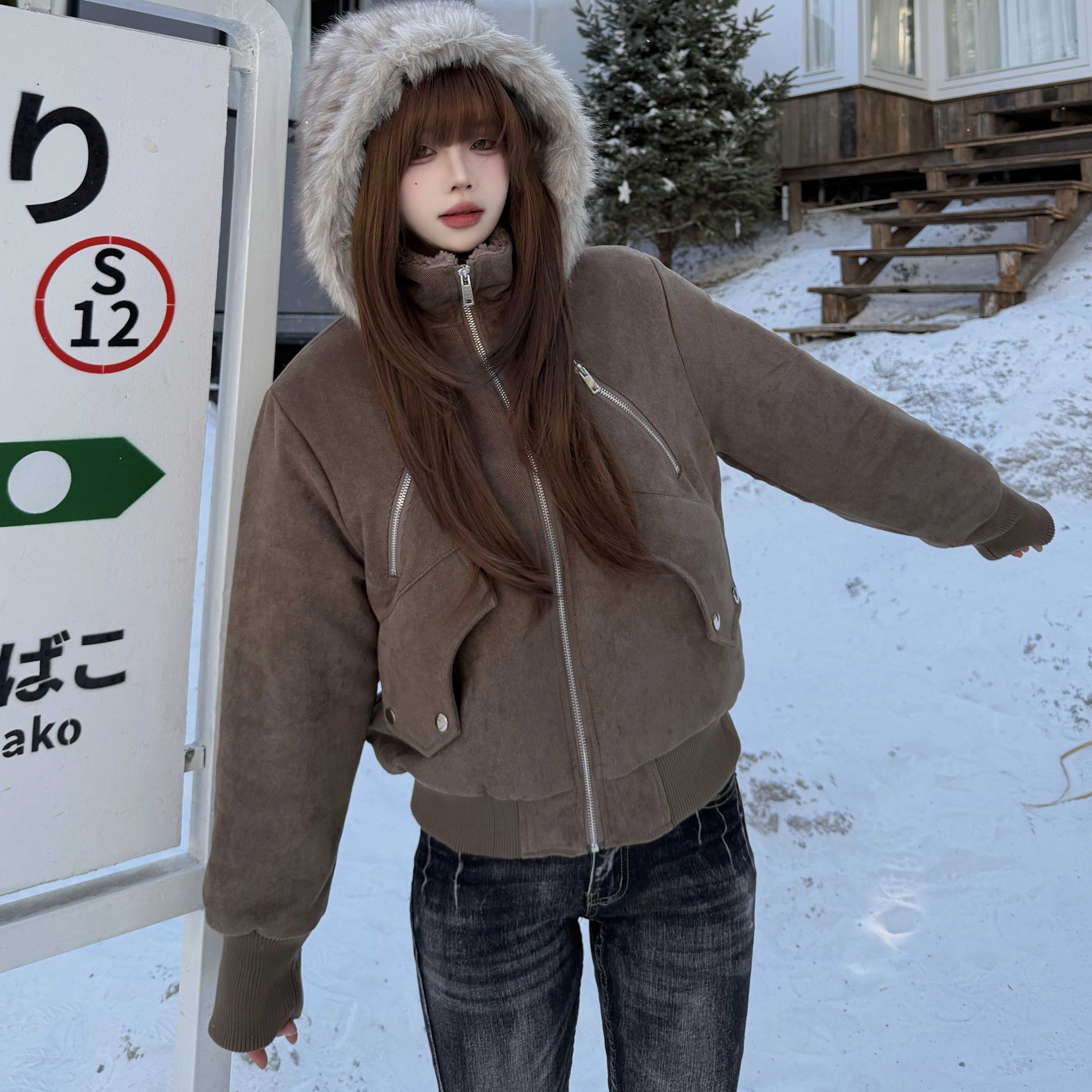 スノームード ファーフーディージャケット