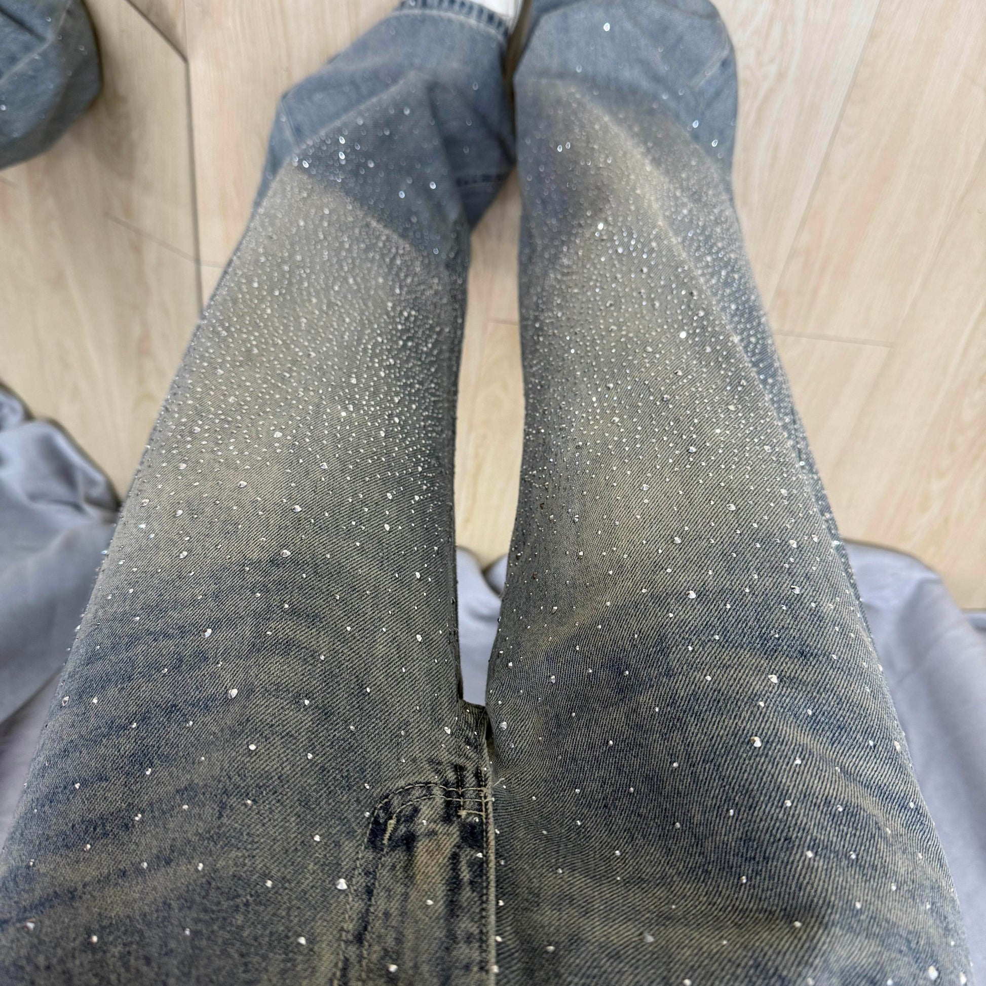 ラインストーンデニム