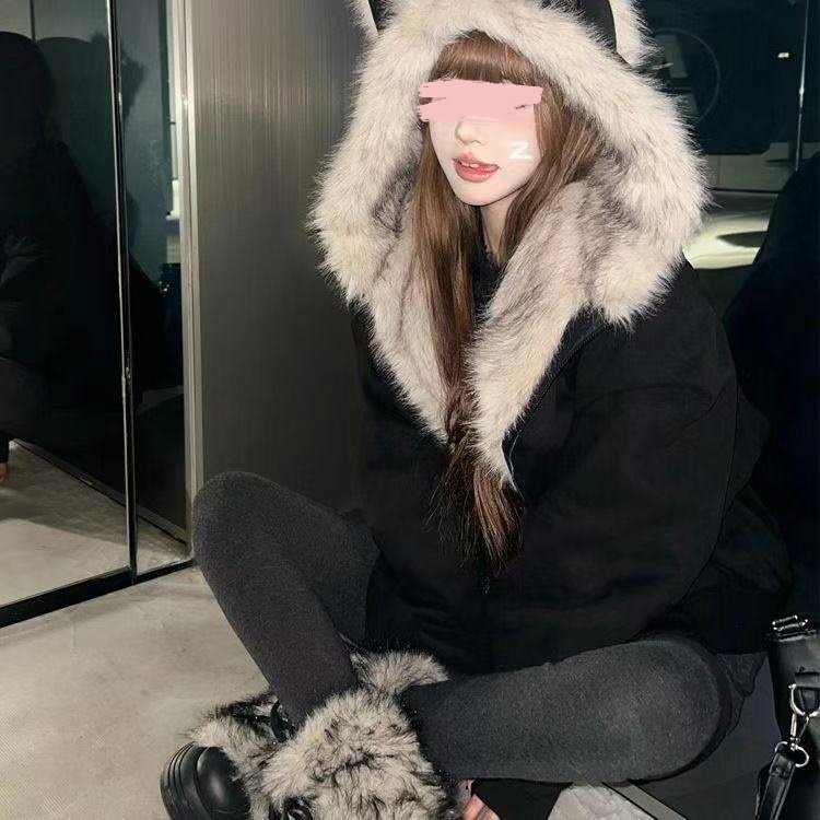 猫耳ファーフードジャケット