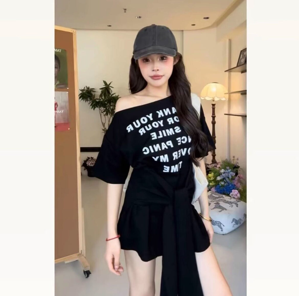 ワンショルリボンTワンピ