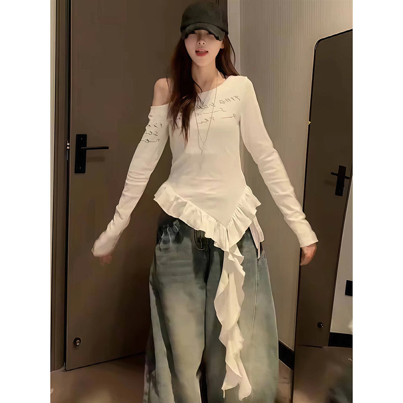 アシメフリル ワンショルロンT