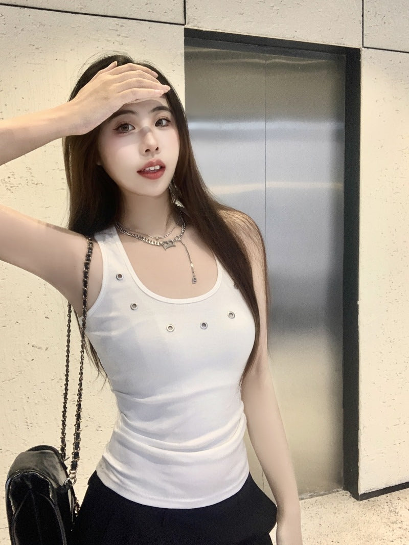 スタッズアクセントスリムタンクトップ