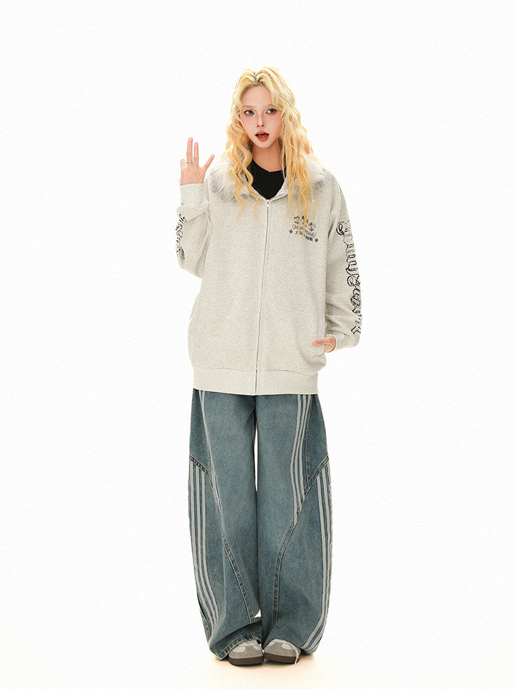 エンブレムクロス バックプリントジップパーカー