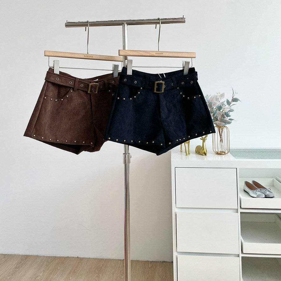 ヴィンテージスタッズレザーショートパンツ