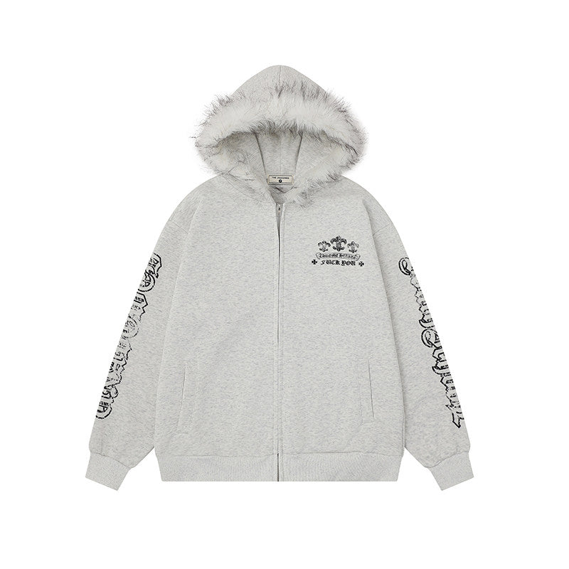 エンブレムクロス バックプリントジップパーカー