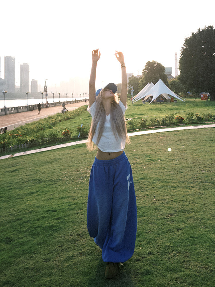 カレッジロゴ ルーズバギーパンツ