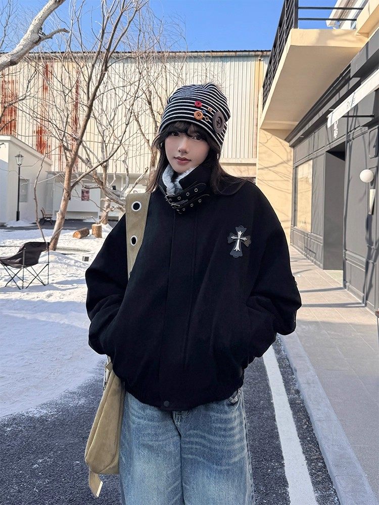 韓国ストリート クロスディテールボリュームアウター