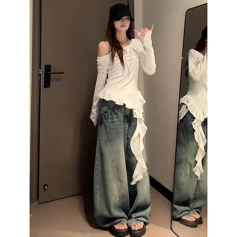 アシメフリル ワンショルロンT