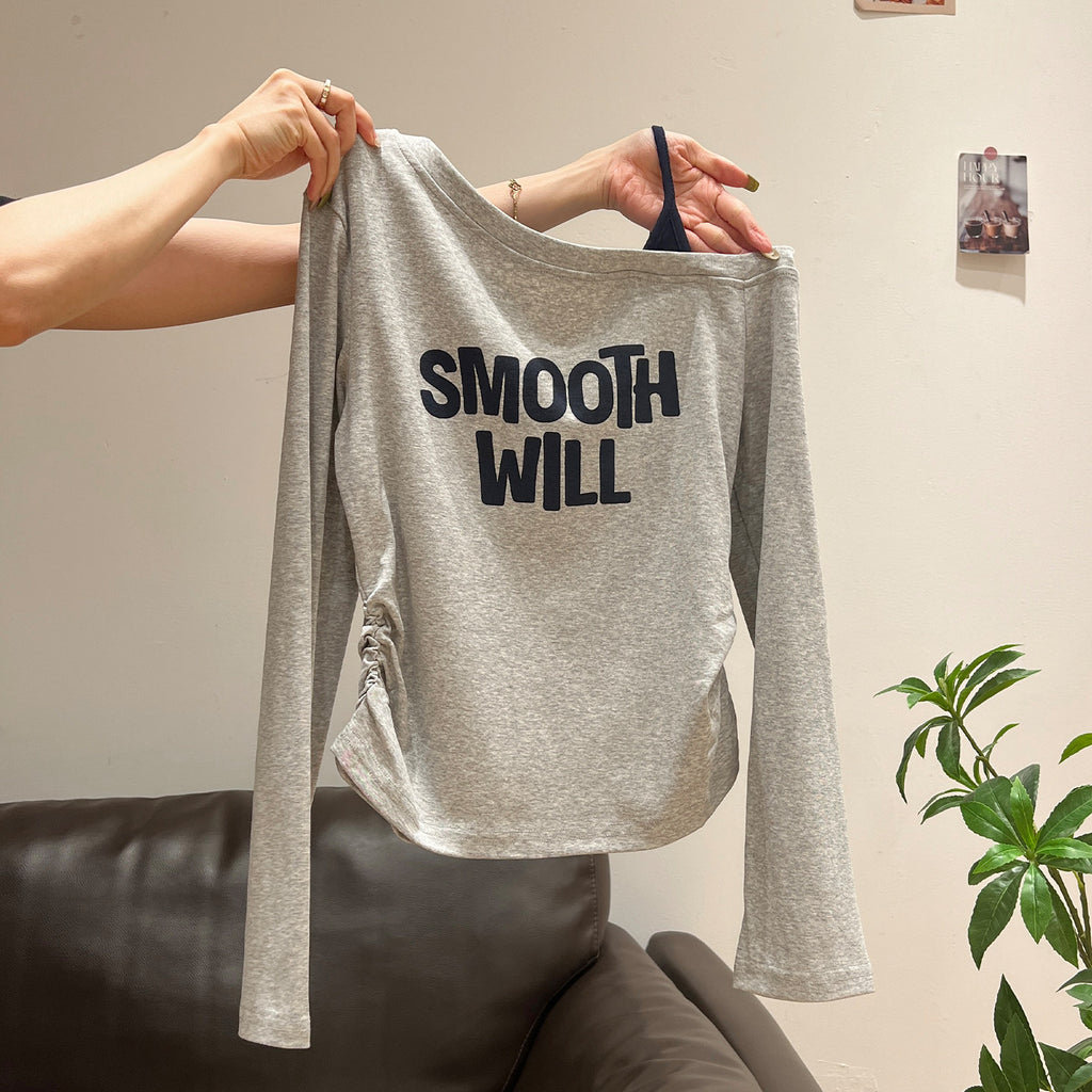 ニュアンスカット ワンショルロゴトップス