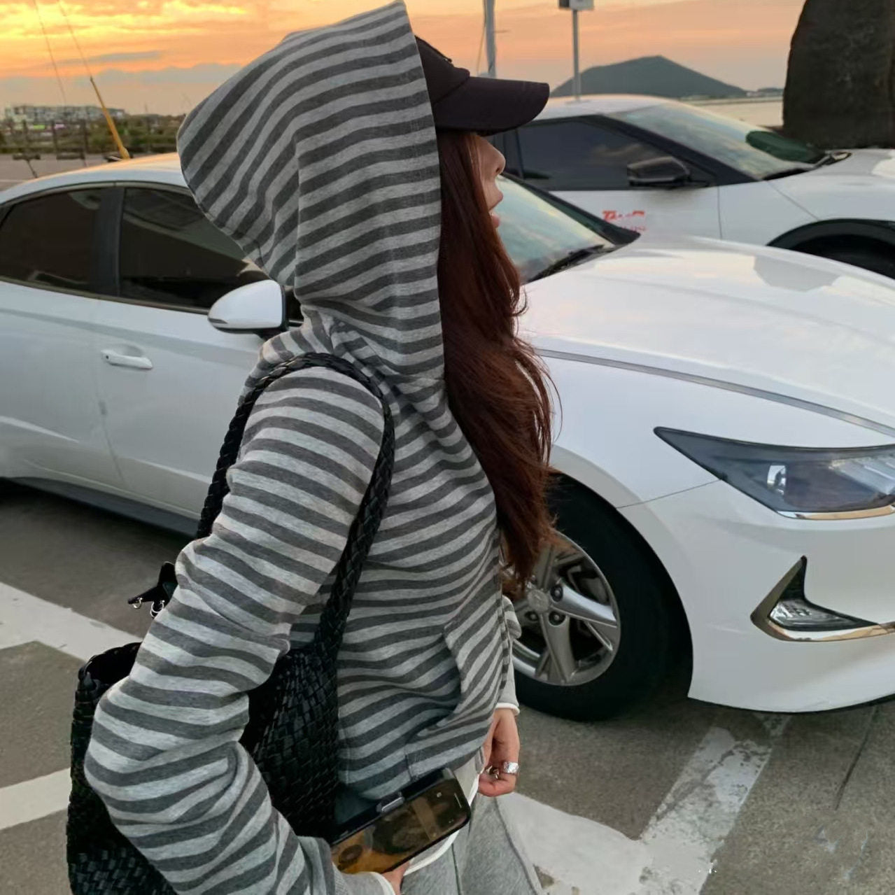 グレースモークボーダージップパーカー