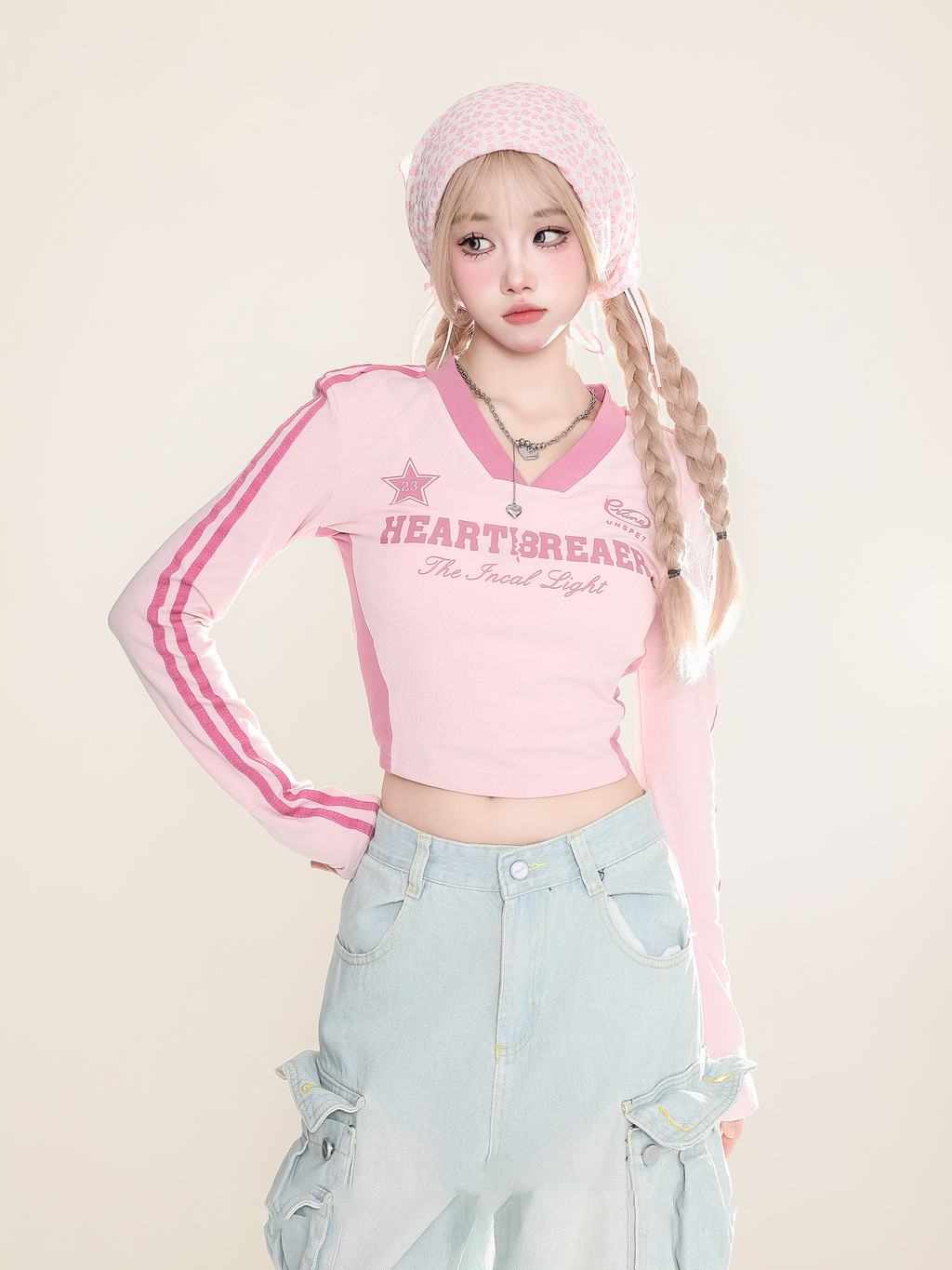スポーティークロップドロングスリーブTシャツ DSK10 – 100StarS
